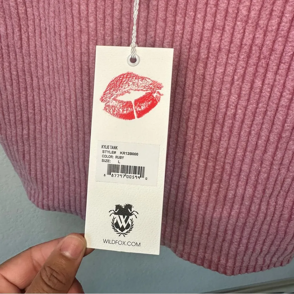 WildFox pink ribbed tank size Large NWT - Image 3