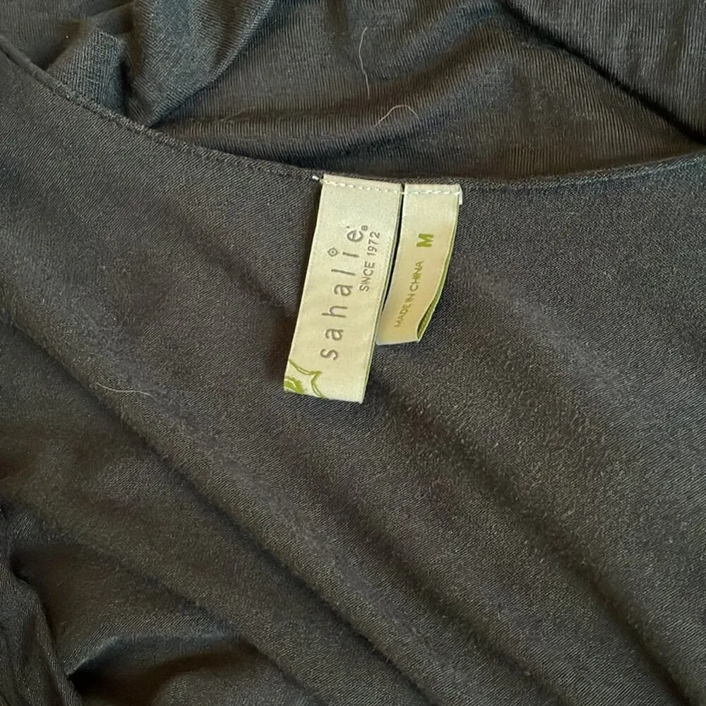 Sahalie NEW Black Layered Sleeveless Midi Dress Rayon Minimalist Vacation Resort Size M - Image 5