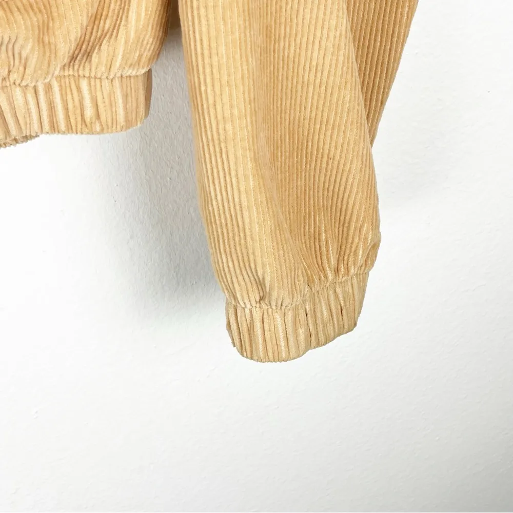 BDG Gold Corduroy Long Sleeves Hoodie Zip Closure Front Pockets Cropped Jacket - Image 6