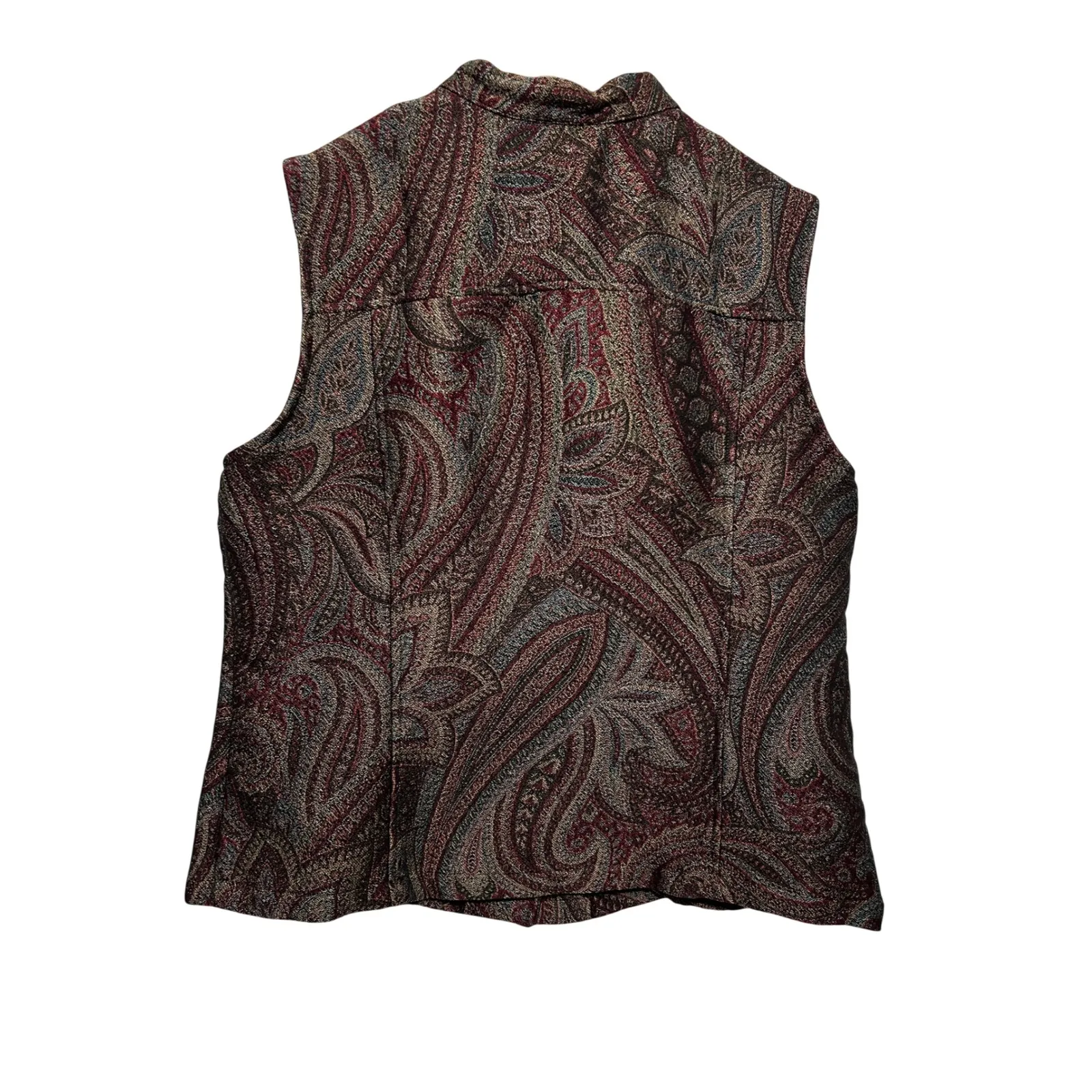 Vintage Coldwater Creek Women Cottage Boho Vest XL Paisley Tapestry Button Front - Image 2