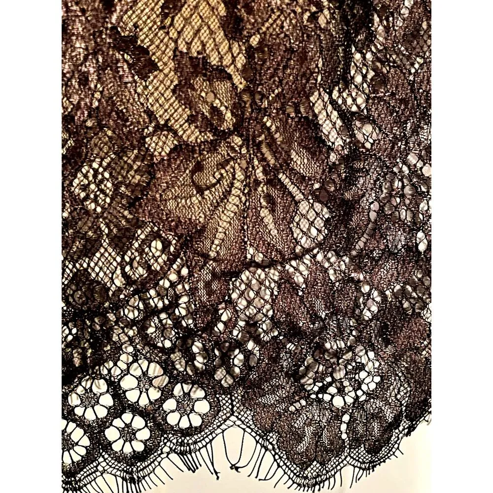 Slinky Black Floral Lacy Babydoll Lingerie with Eyelash Accents S/M Size undefined - Image 3