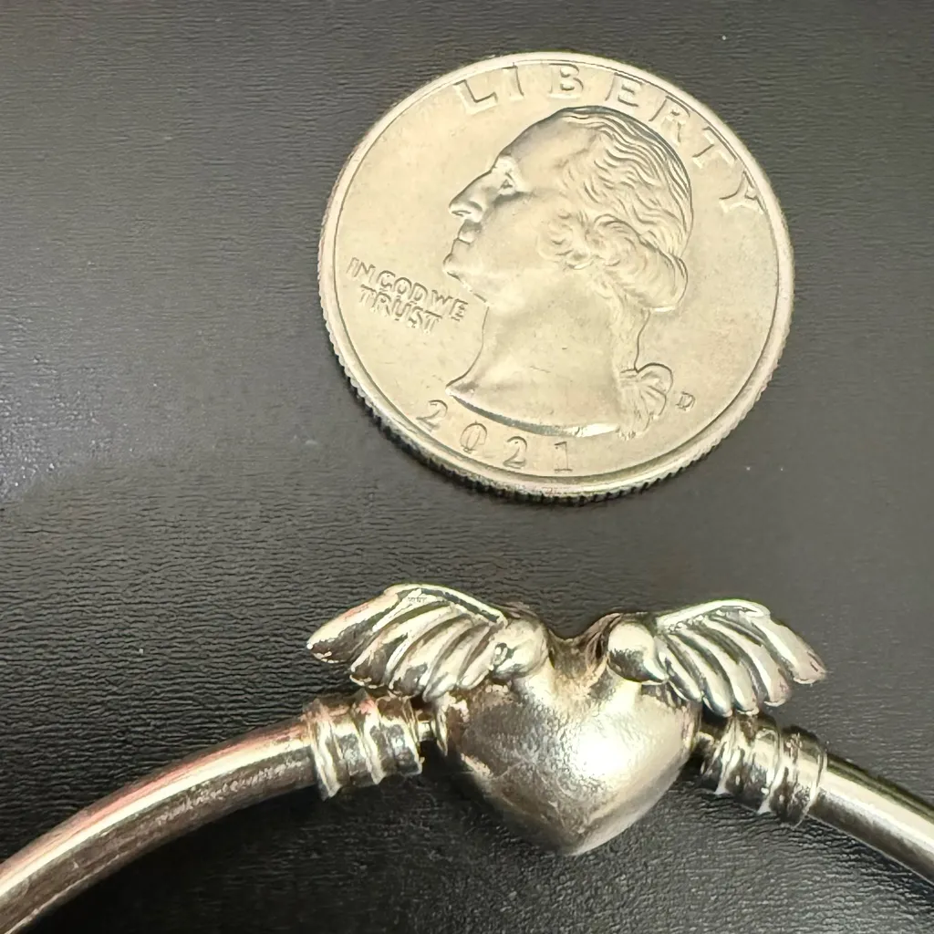 PANDORA 925 ALE Sterling Silver Winged Heart Always By Your side Bangle Bracelet - Image 10