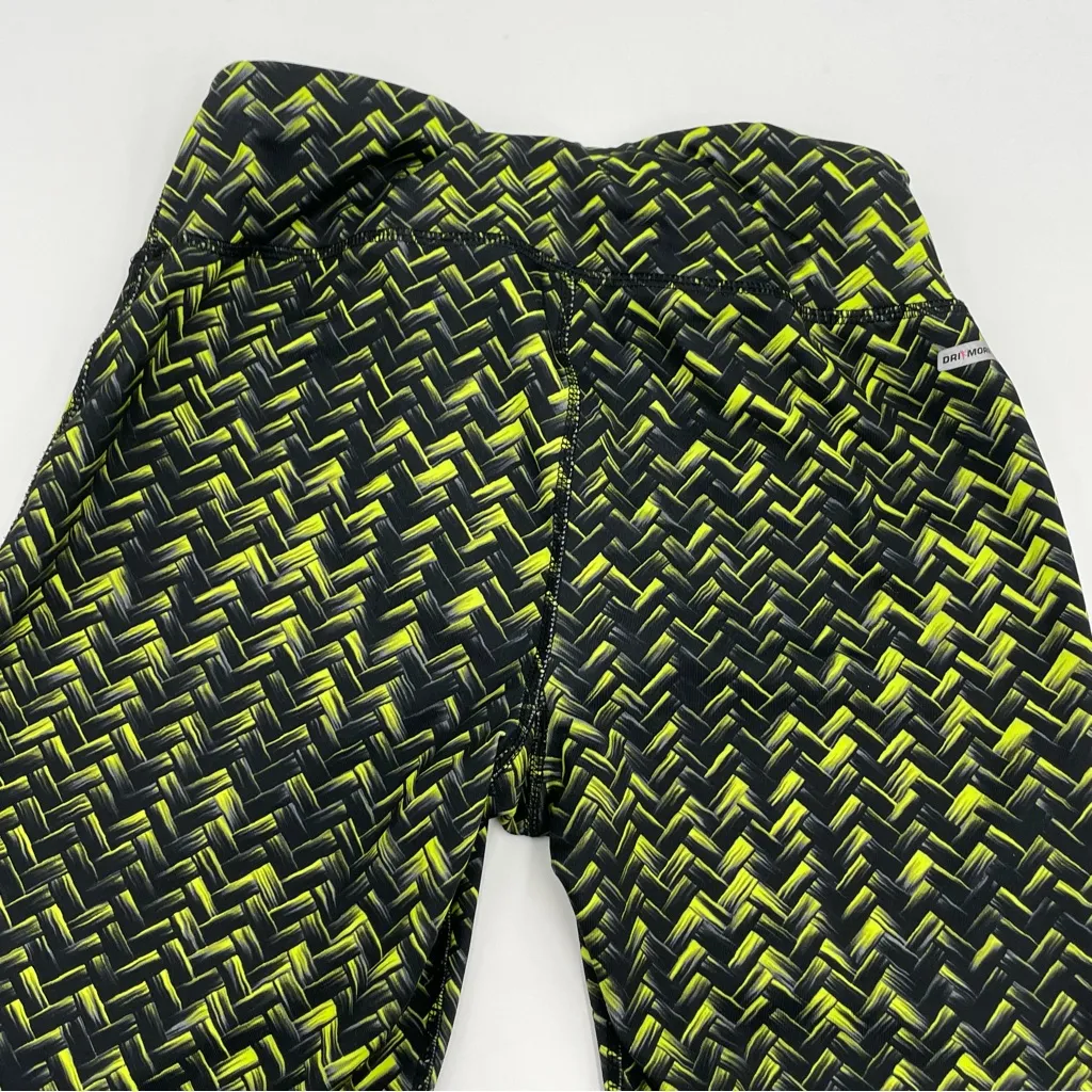 Danskin Now Womens‎ Capri Leggings XS Yellow Black Woven Basket Running Yoga Gym - Image 5