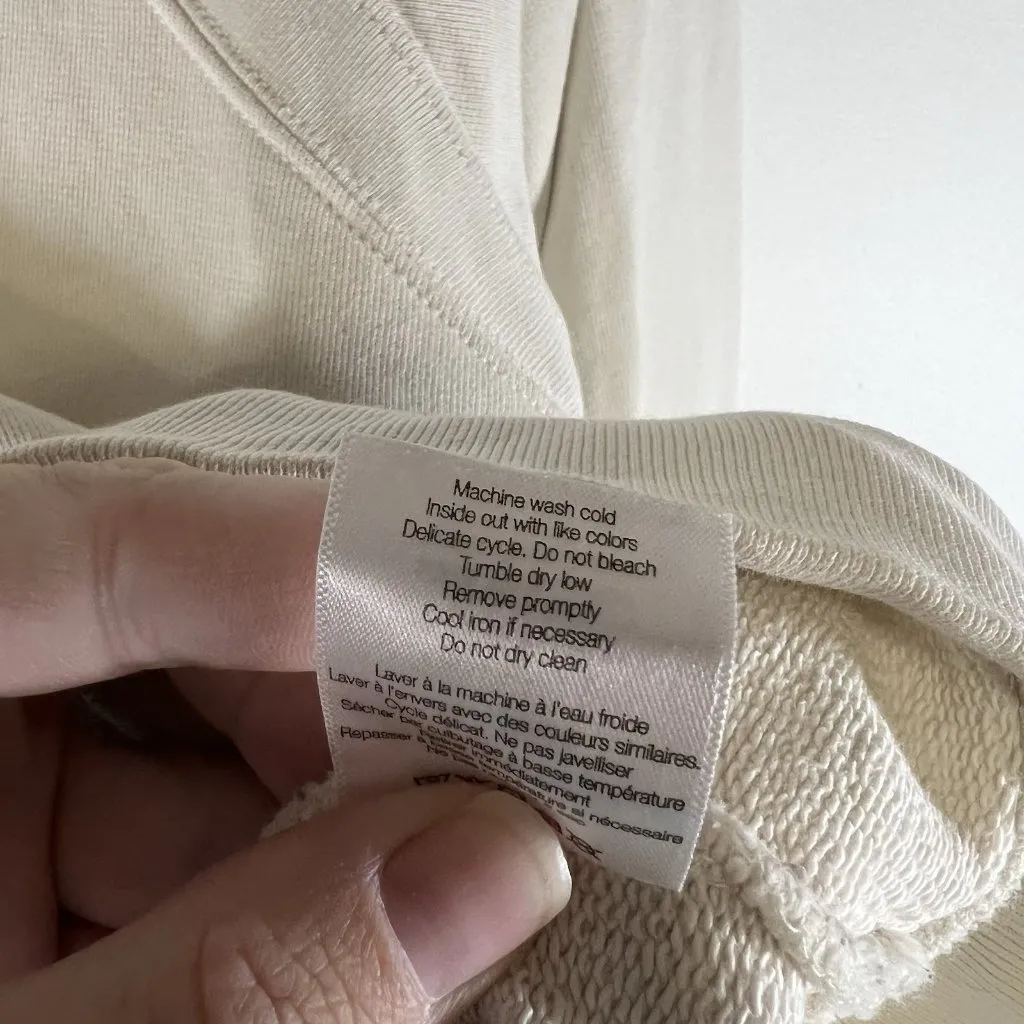 Veronica Beard Sweatshirt Womens Small Cream Ivory Natti Crop French Terry Pima - Image 8