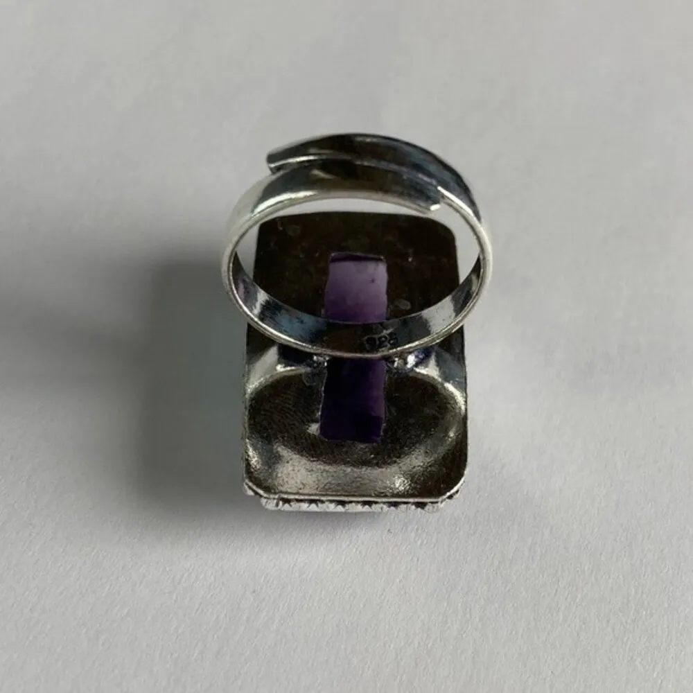 AMETHYST Genuine Stone 925 Sterling Silver Ring Purple - Image 5