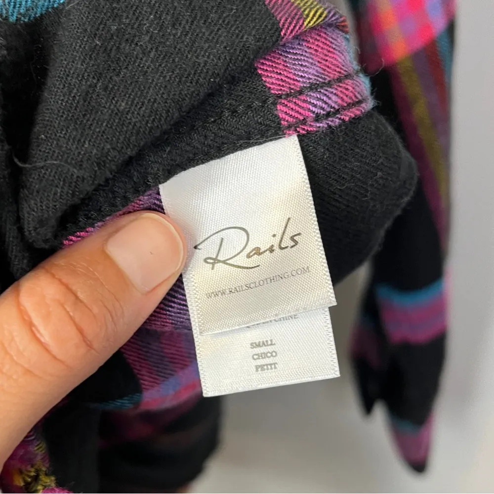 Rails Leo Onyx Magenta Cayenne Flannel Shirt Sz S Neon Pearl Snap - Image 7