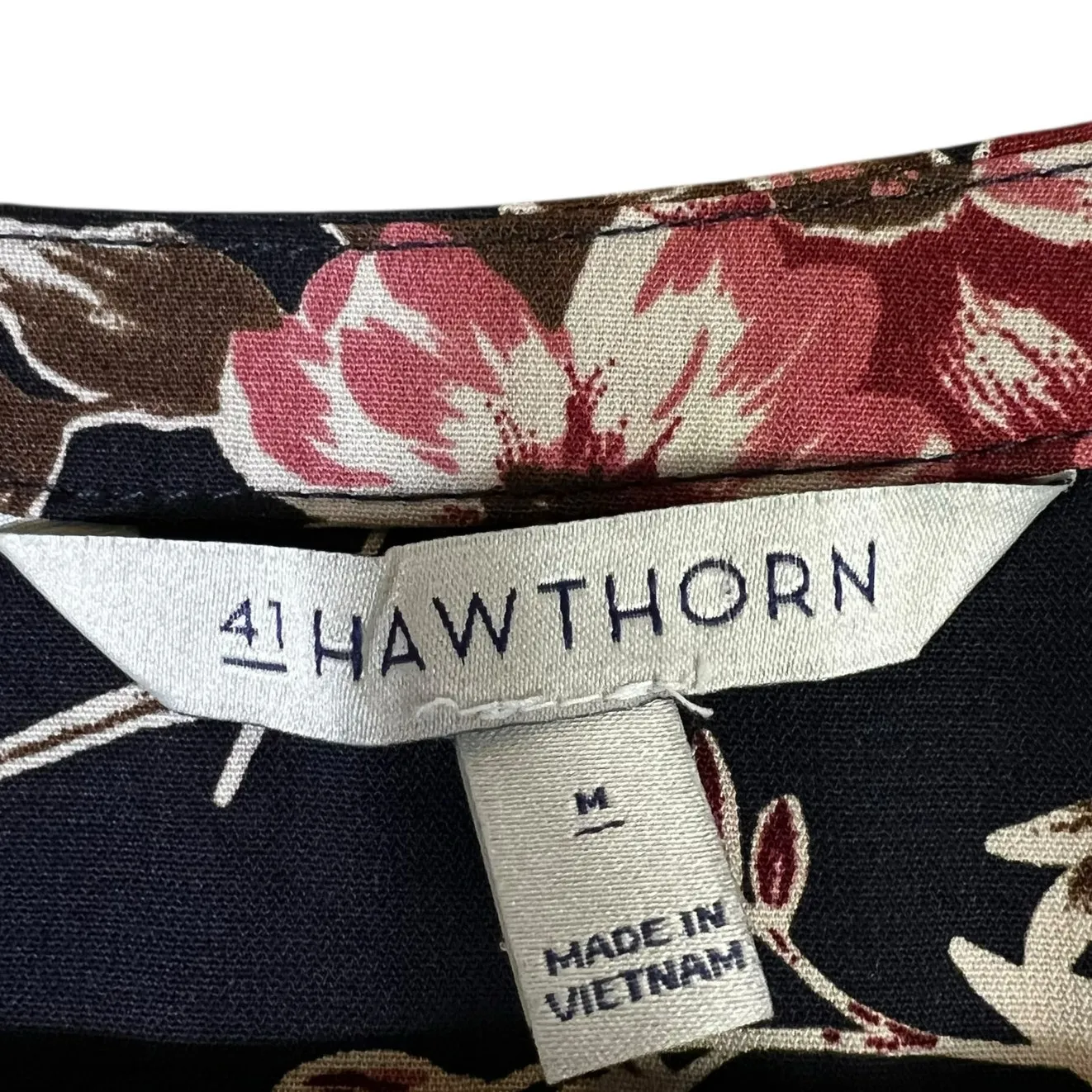 41 Hawthorn Floral Tie Waist Dress Womens M Navy Blue Pink Casual Boho Romantic Size M - Image 6