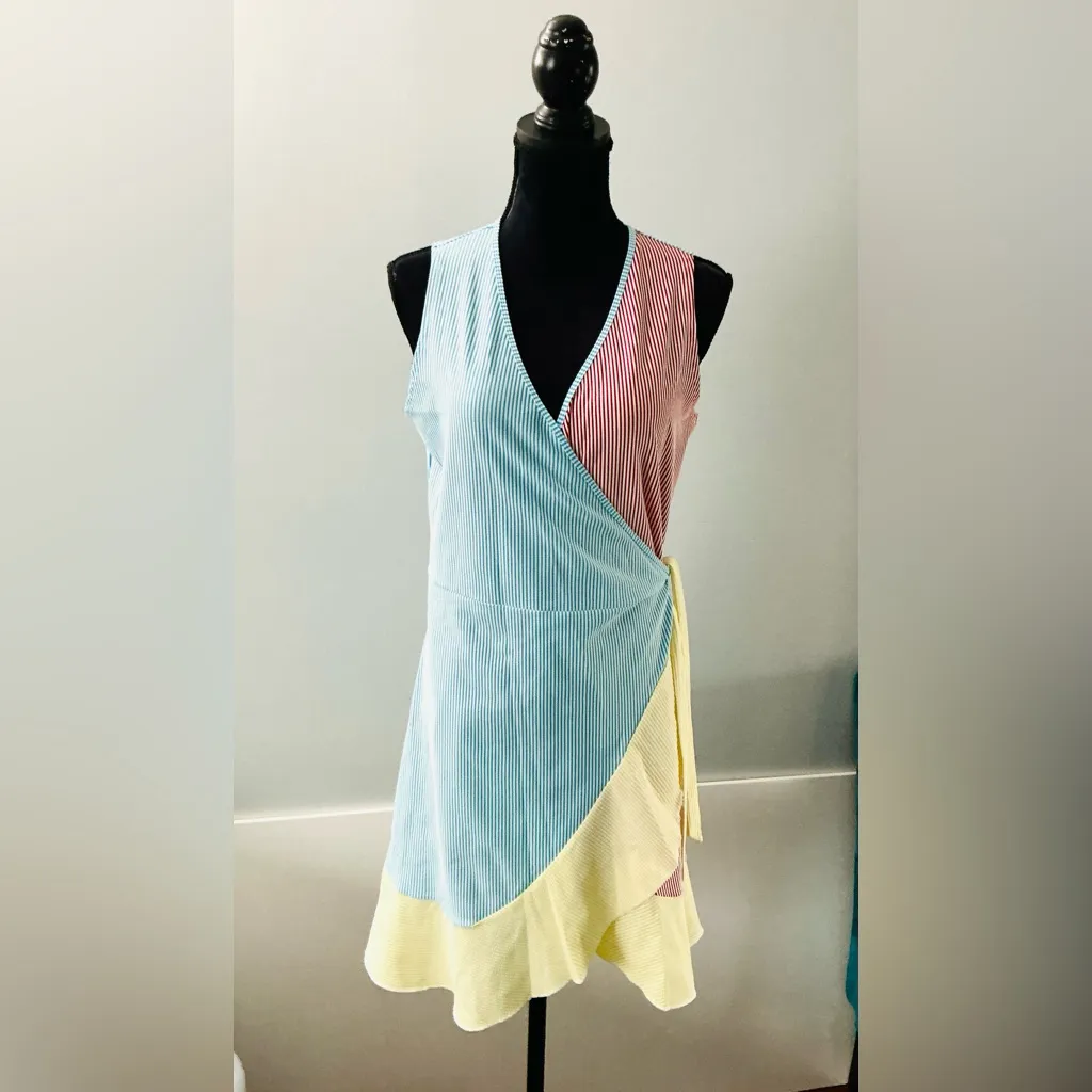 Colorful Wrap Dress/ beautiful cover up🏖️☀️ Blue - Image 5