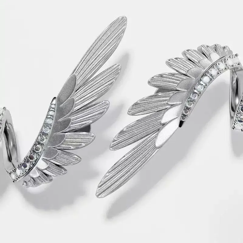 Angel Wings Stud Earrings for Women Silver - Image 4