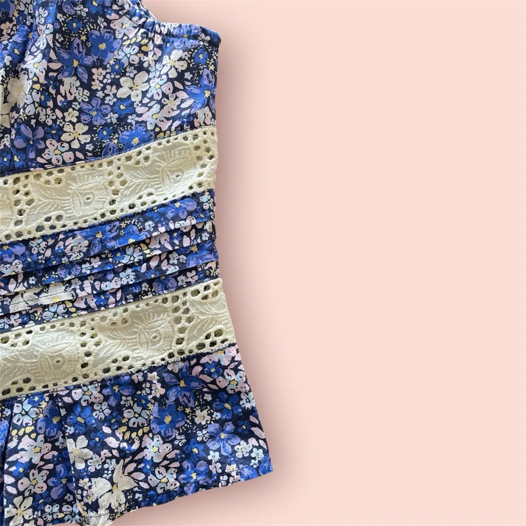 Free People Kiana Floral Print Eyelet Lace Sleeveless Cotton Top size medium - Image 6