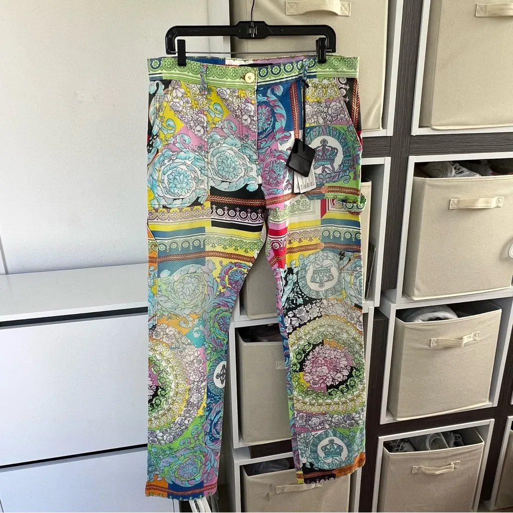 Versace NWT  Technicolor Baroque Print Jeans - Image 4