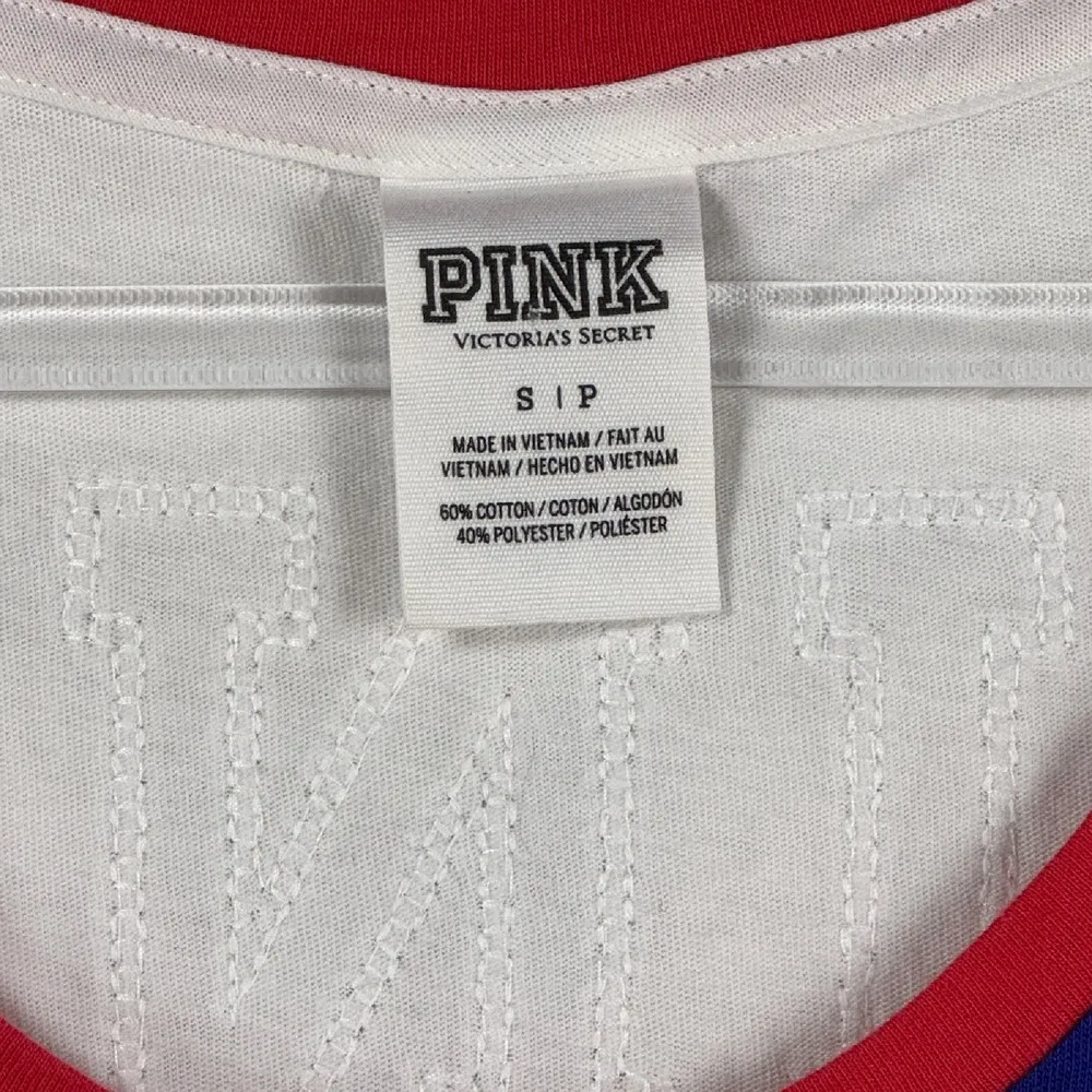 PINK Victoria's Secret‎ Bling American Flag Sequin Tank Top Patriotic Blue Red S - Image 3