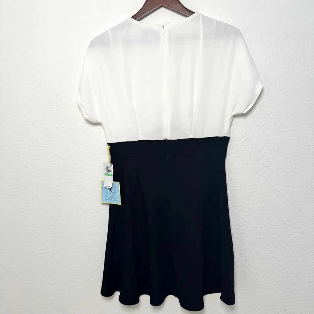 Crece Women black white Colorblocked Dolman Short Sleeve Dress size 8 NWT $99 - Image 7
