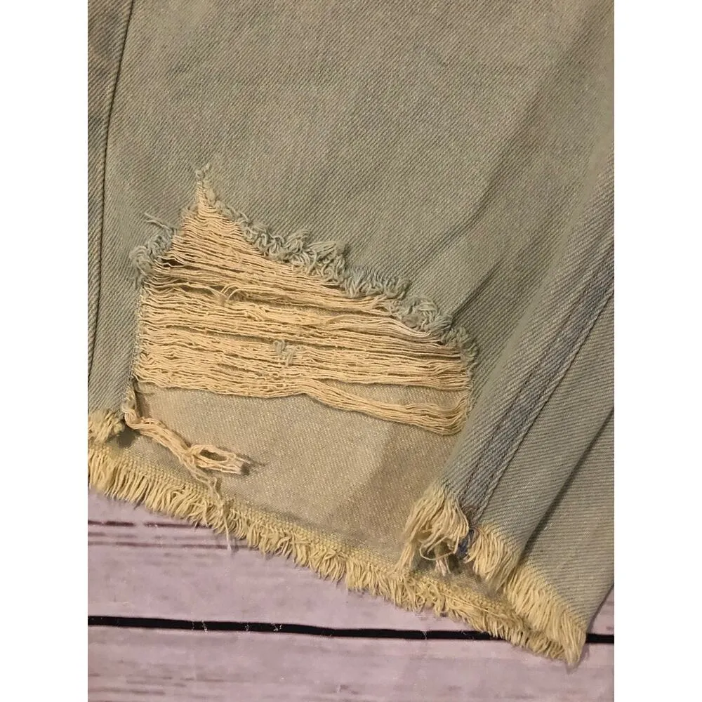 Wild Fable Size 2 26 inch waist Distressed Denim Yellow Rinse Bermuda Short 90s - Image 2