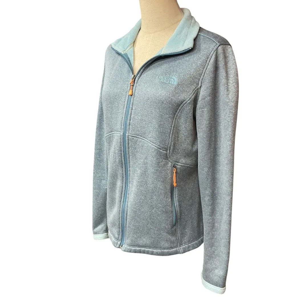 The North Face Blue Embroidered Logo Long Sleeve Full‎ Zip Fleece Jacket Size - Image 3