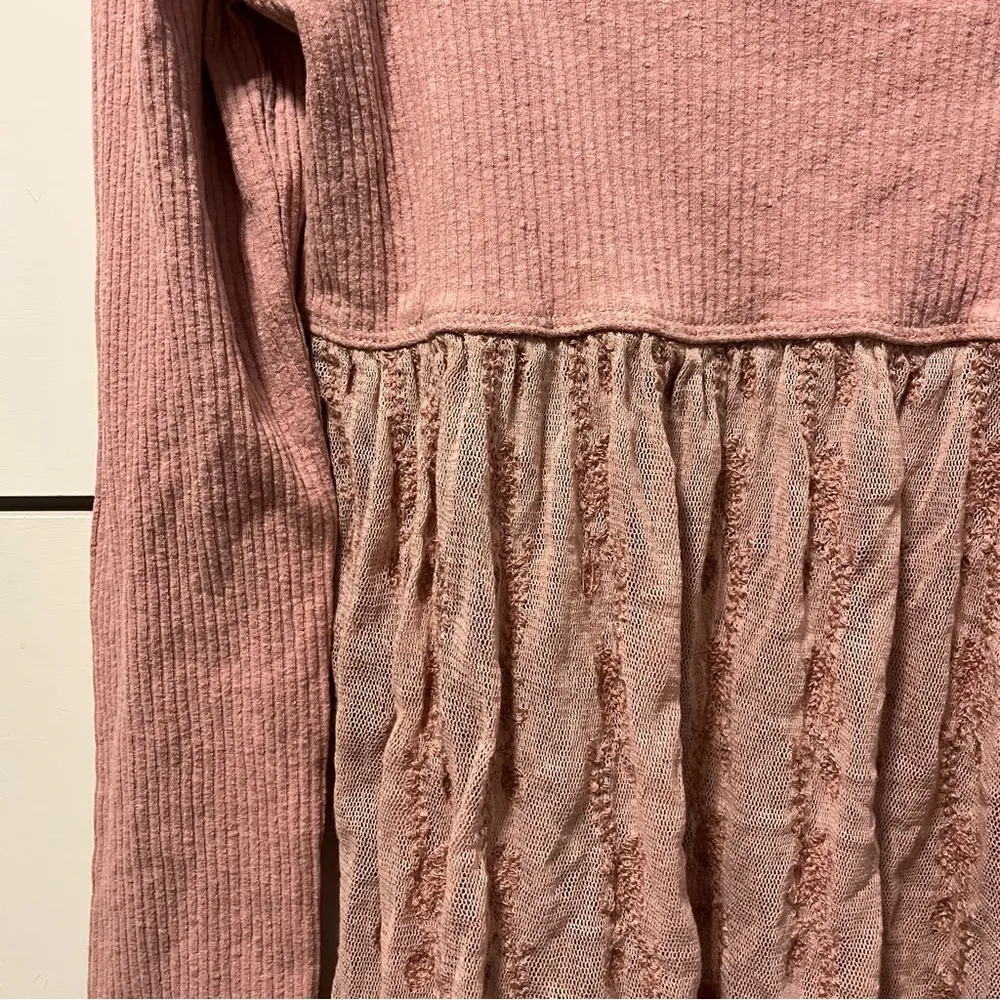 Free People Nitara Pale Pink Tunic Top Mesh - Image 5