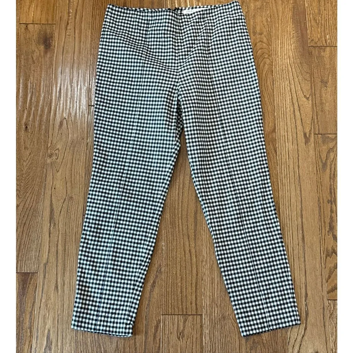 Veronica Beard black and white gingham cropped seam front pant 8 - Image 3