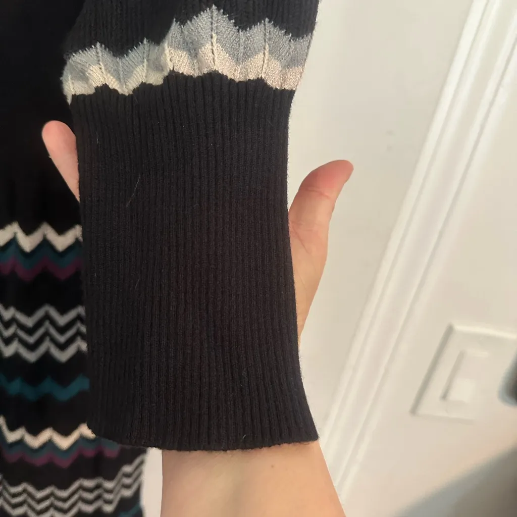 Torrid Black and Multicolor Chevron Stripe 3/4 Sleeve Sweater Dress Sz 2x - Image 5