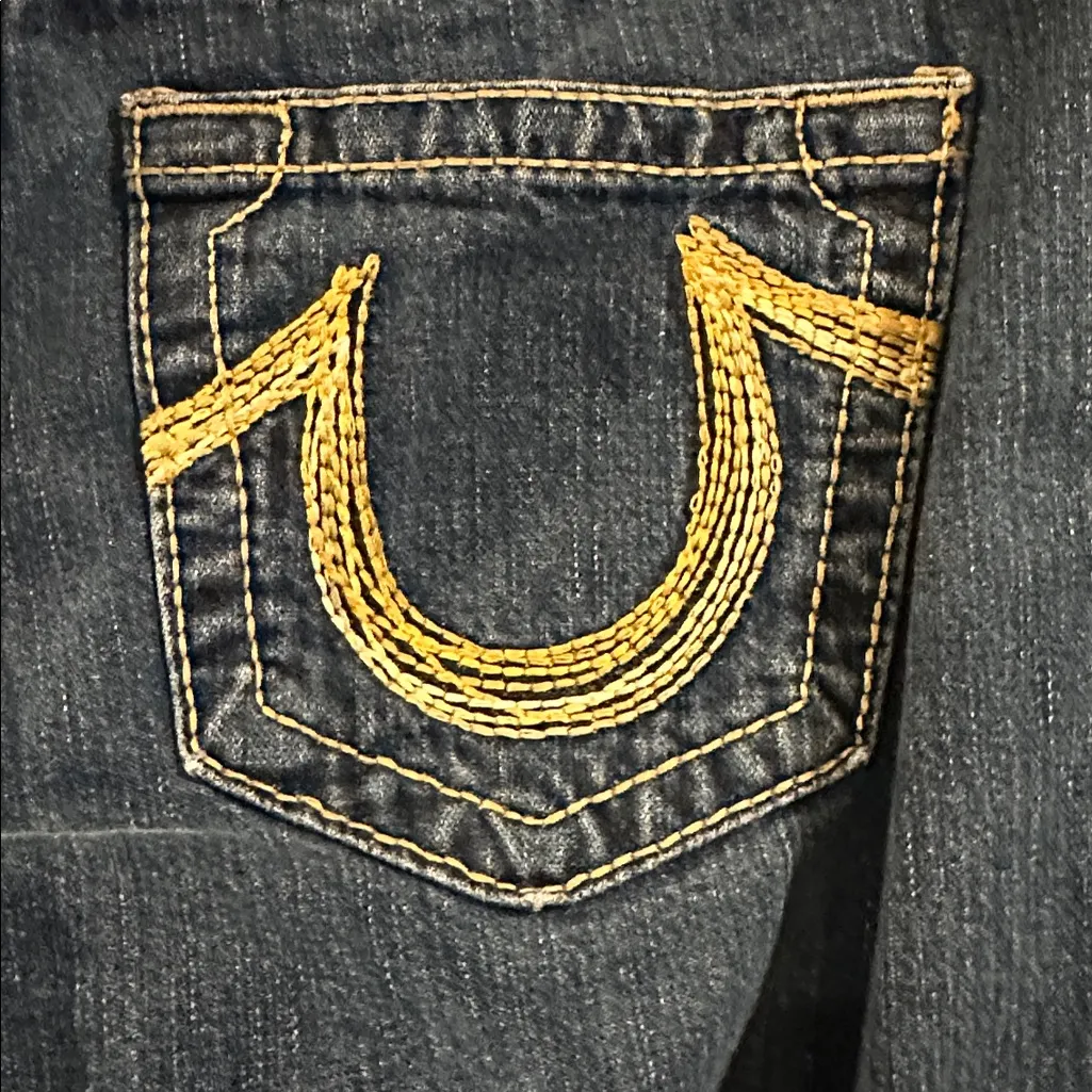True Religion Women's Flare Jeans with Golden Yellow Stitching (Bobby Rainbow) - Image 3