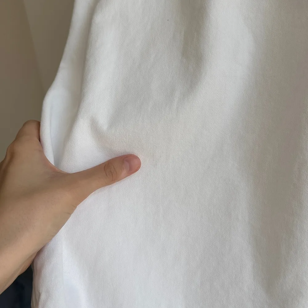 Democracy White Denim Button Down Shirt Jacket w/ Raw Hem & Pockets, Size Small - Image 16