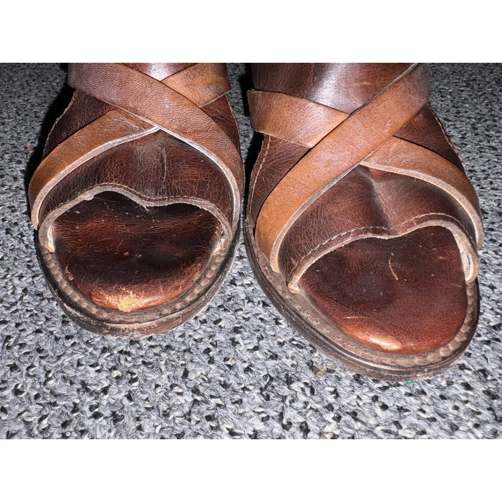 Freebird by Steven Peru Leather Size 9 Mid-Shaft Ankle Open Toe Buckles Brown - Image 7