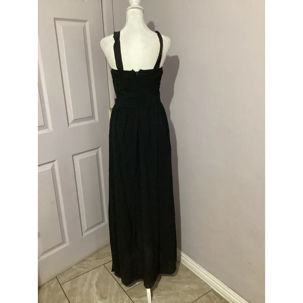 Lucy Paris Black Fit And Flare Maxi Cocktail Dress M - Image 3