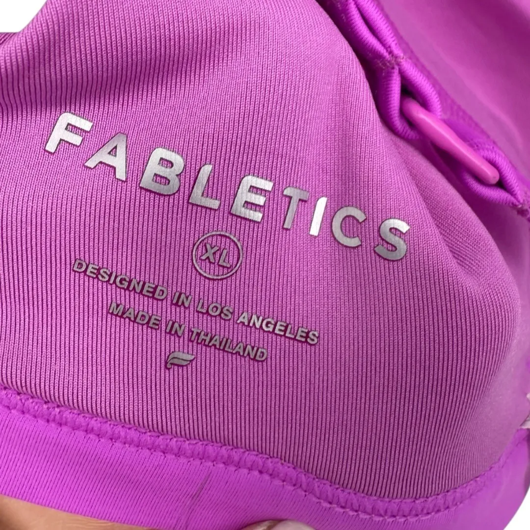 NWOT Fabletics Plunge Bikini Set Top Bottom High Waist Swimsuit Fuchsia Size XL - Image 3