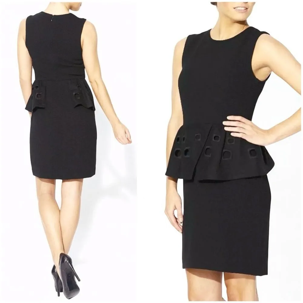 Tibi Wool / Cashmere Peplum Sheath Dress with Embroidered Eyelet Detail - 2 - Image 2