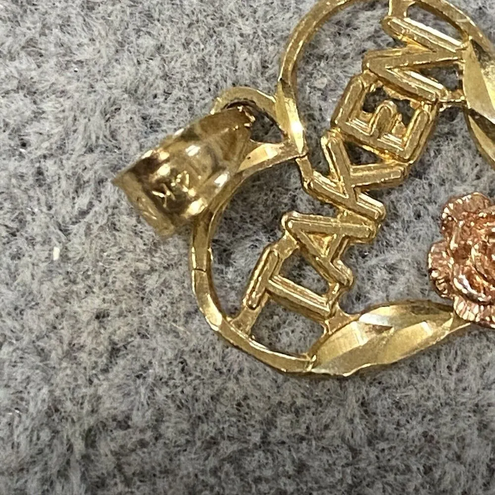 Women’s 14K Yellow & Rose Gold Heart & Flower Pendant Diamond Cut - Image 2