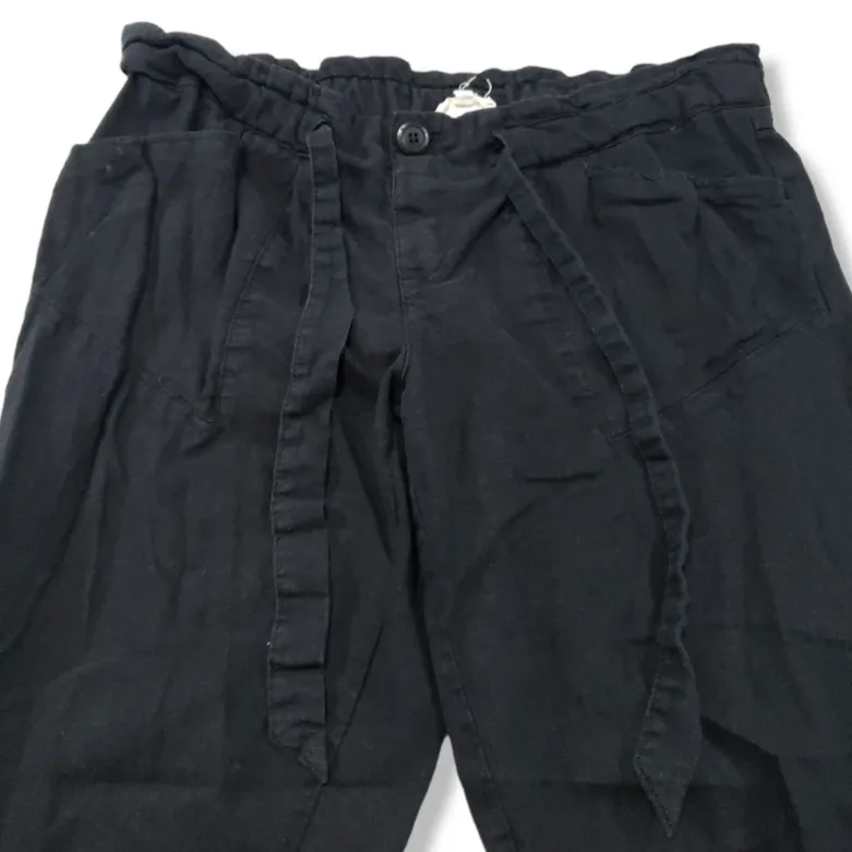 Jolt  Pants Size 7 Linen Rayon Blend Casual Lounge Leg Roll Tab Drawstring Black - Image 3