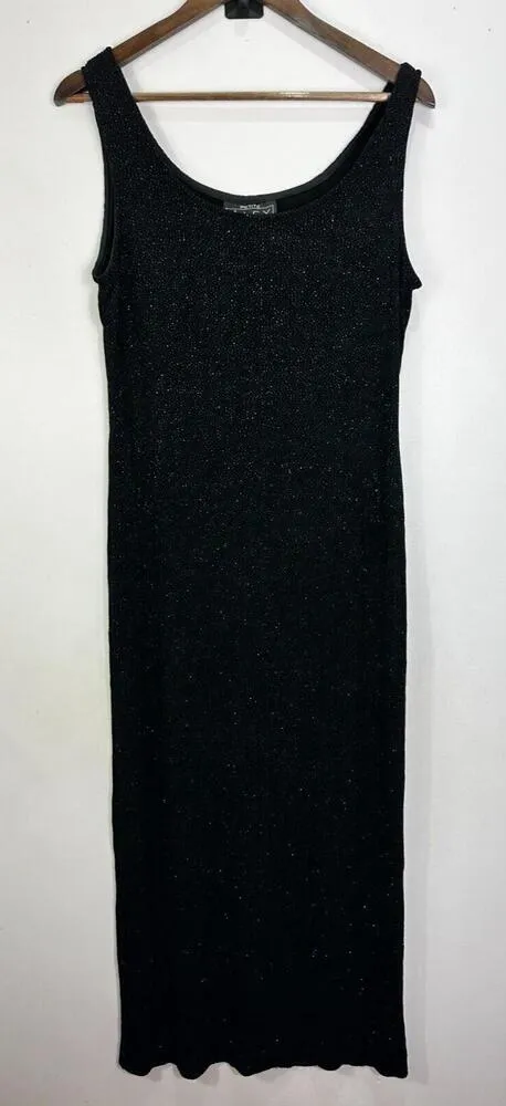 Alex Evenings Dress Womens 12P Black Sparkle Maxi Sleeveless Formal Glam Y2K - Image 1
