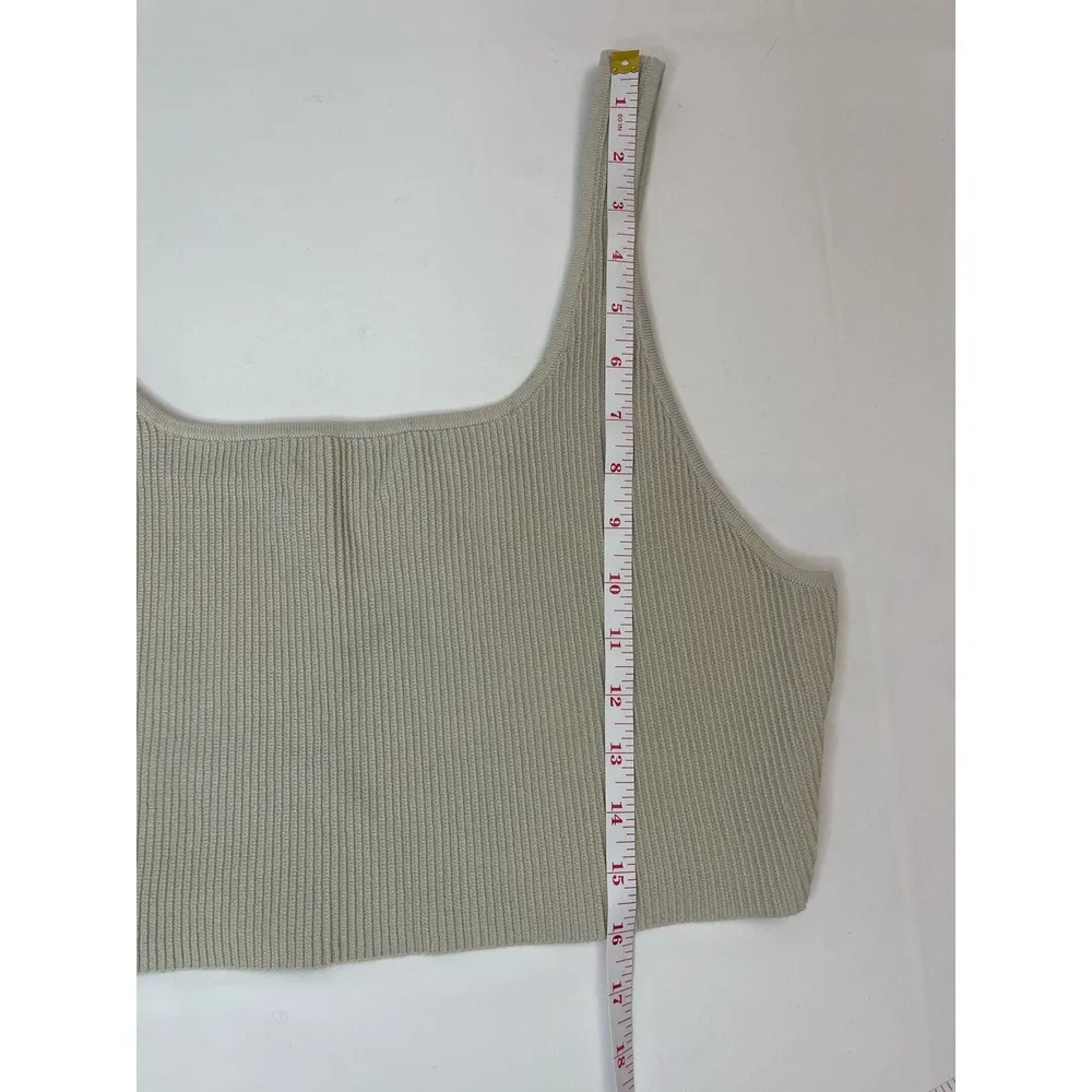 Babaton Sculpt Knit Square Neck Cropped Tank Matte Pearl Size 2XL Essential - Image 10