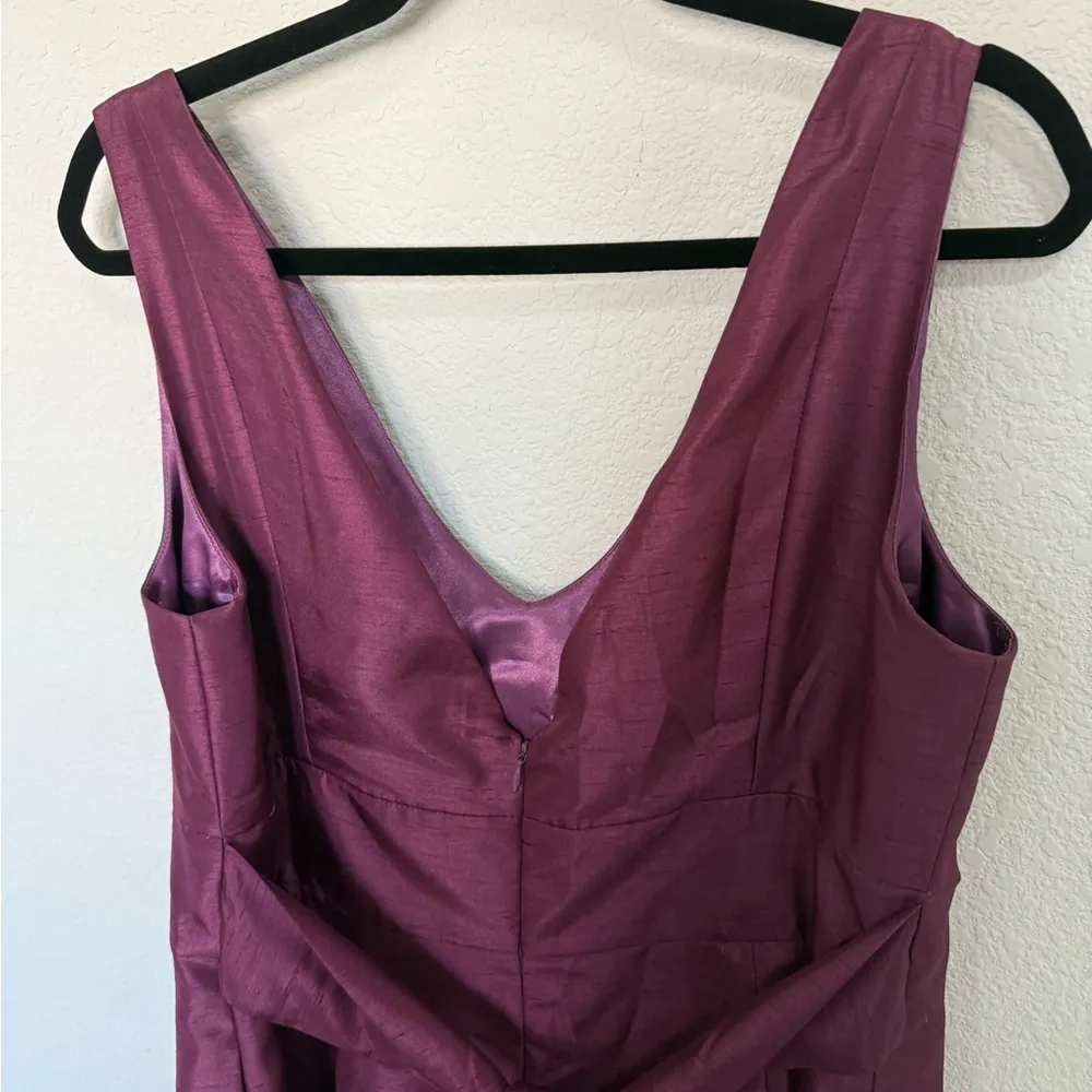 Jenny Yoo Collection Cadie Plum Purple Shantung Sash
Waist Tie Cocktail Dress 24 - Image 6
