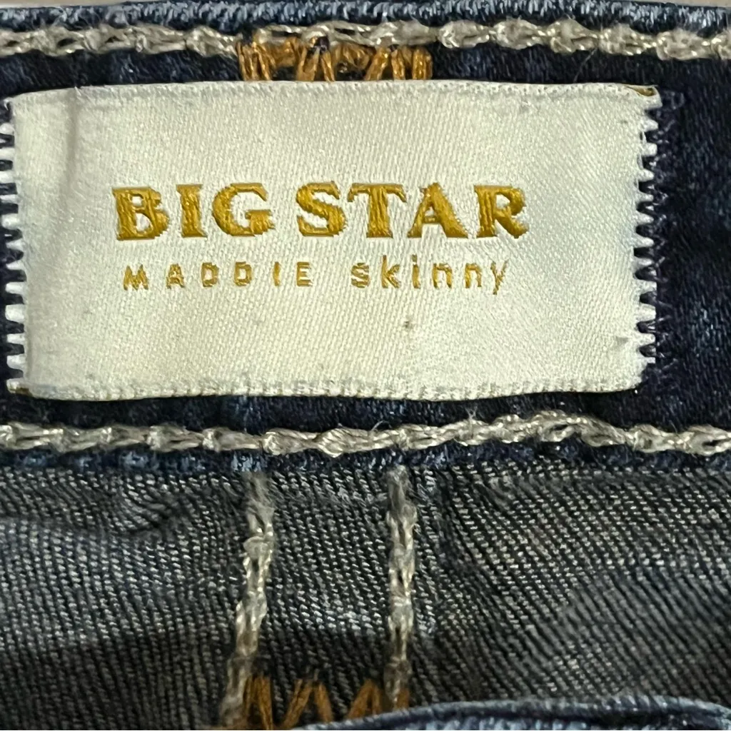 Big Star Maddie Skinny Jeans Thick Stitch Size 28 R 28x31 Low Rise Dark Wash Y2K - Image 7
