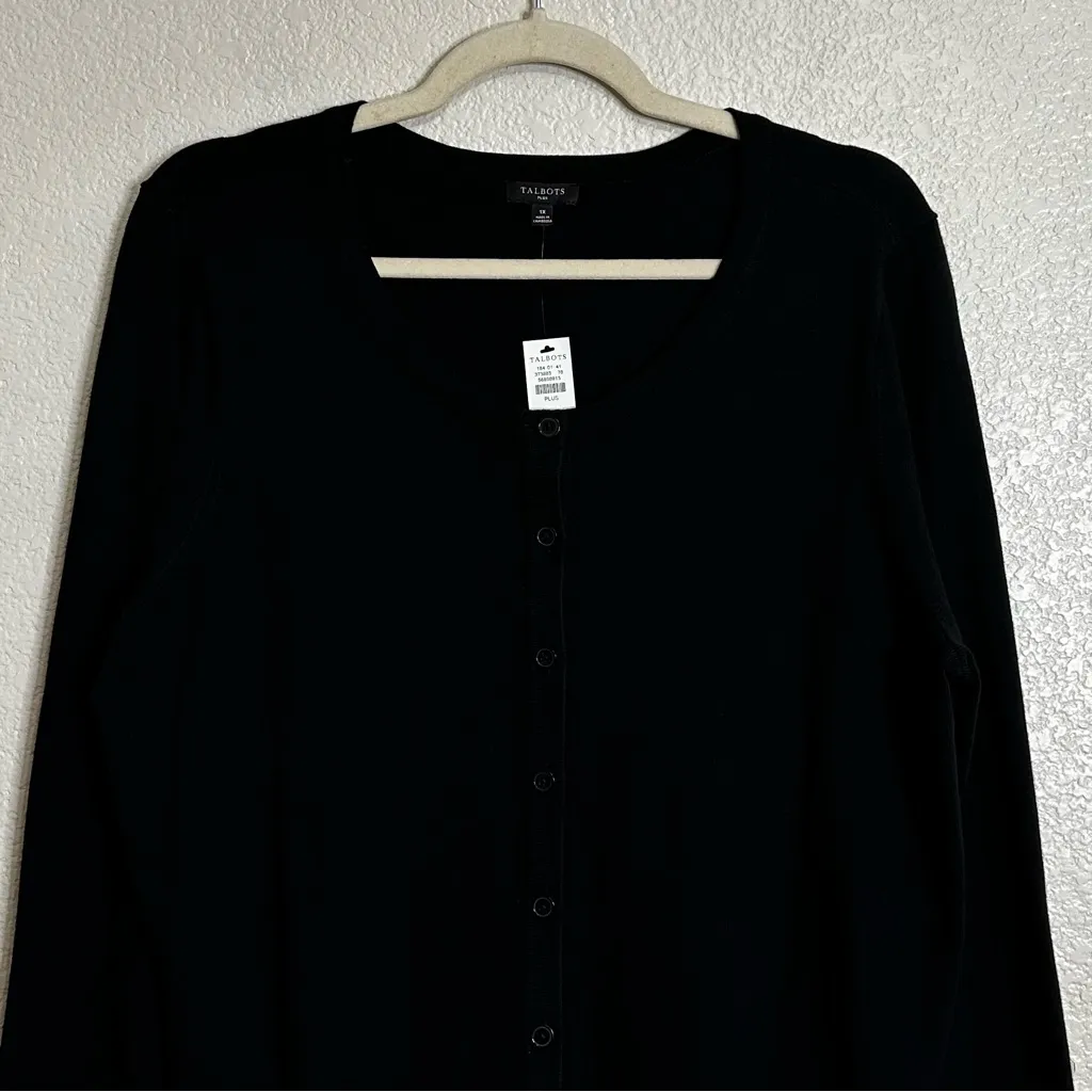 NWT Talbots Lyocell Blend Black Button Down Sweater Cardigan, Size 1X - Image 3