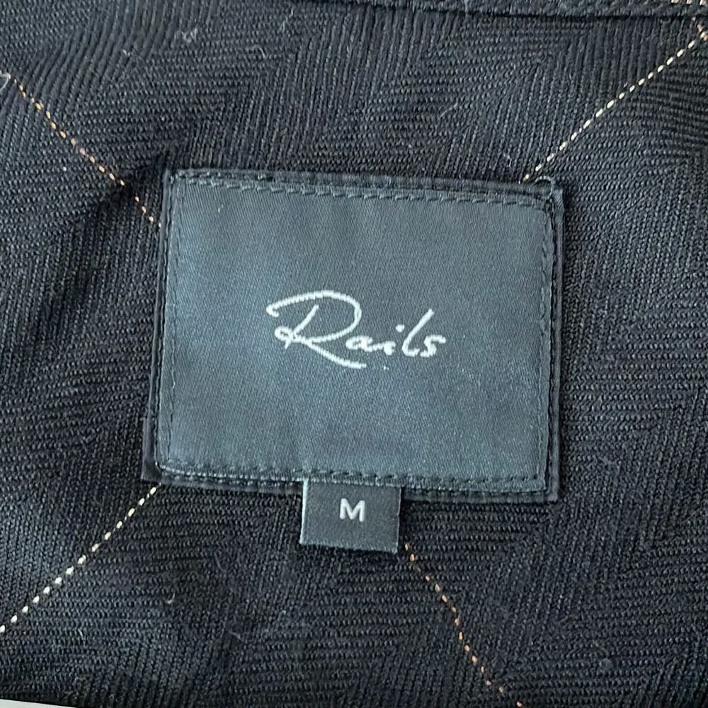 Rails  Womens Metallic‎ Button Front Ebony Tinsel Eloise Top Black Medium NWOT - Image 6