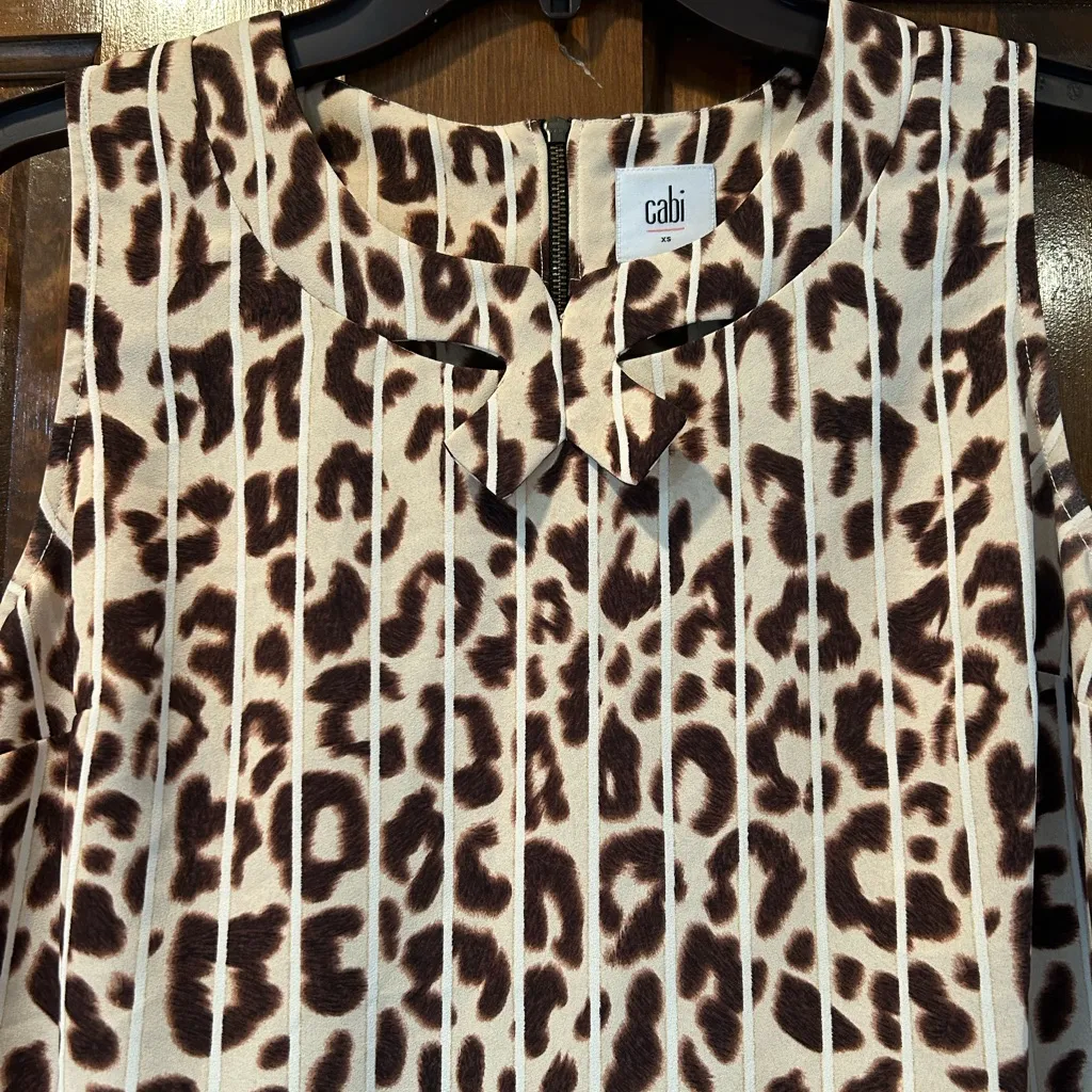 Cabi Ginger Leopard Print Blouse Top Size XS Brown Tan Sleeveless Animal - Image 6