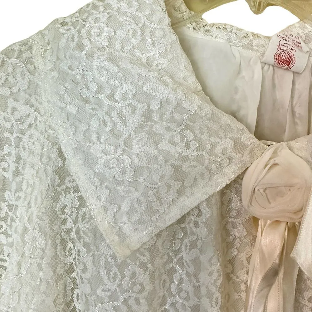 Vintage1950's Albert & Albert White Lace Peignoir Duster Robe Size Large White - Image 3