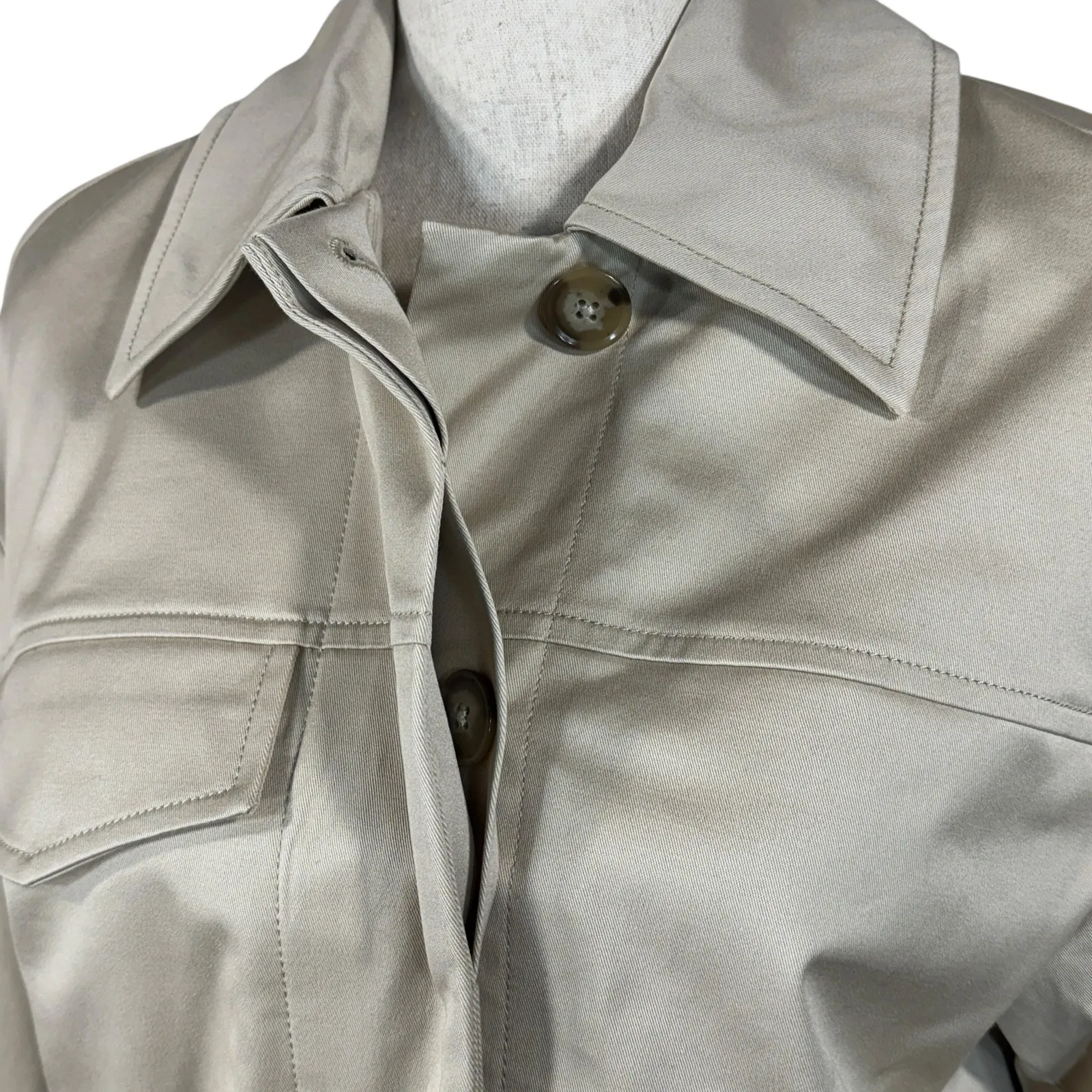 Banana Republic Small Twill Short Utility Jacket Button-Up Lined Long Sleeve Tan - Image 7