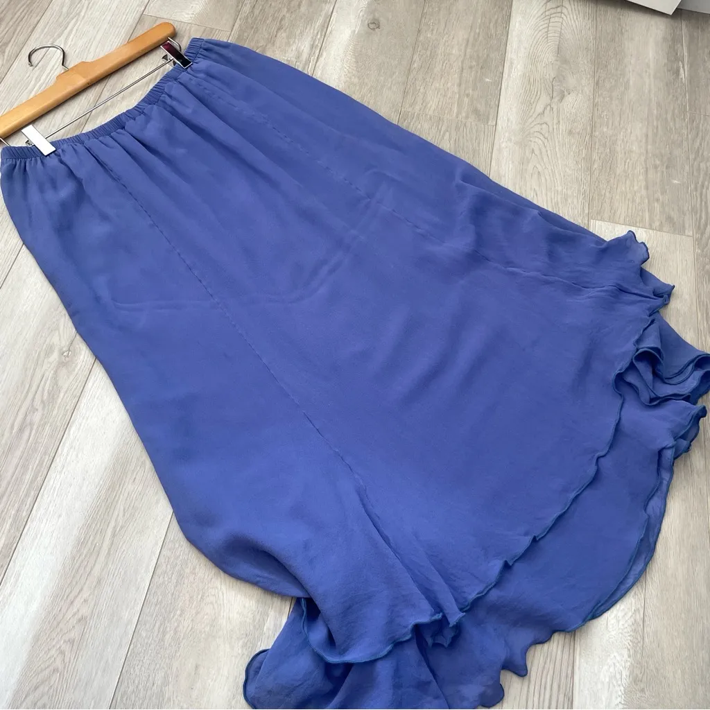 Vintage Silk Skirt layered maxi womens Purple (size 1x) romantic minimalist 90s - Image 4