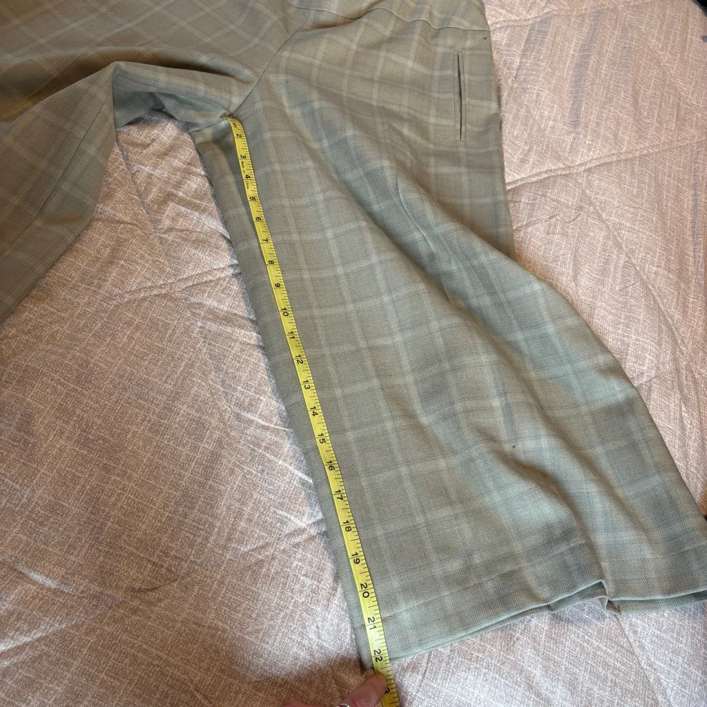 Harve Benard Womens 12 Beige 100% Wool Gun Club Dress Pants Cropped Plaid FLAWS - Image 3