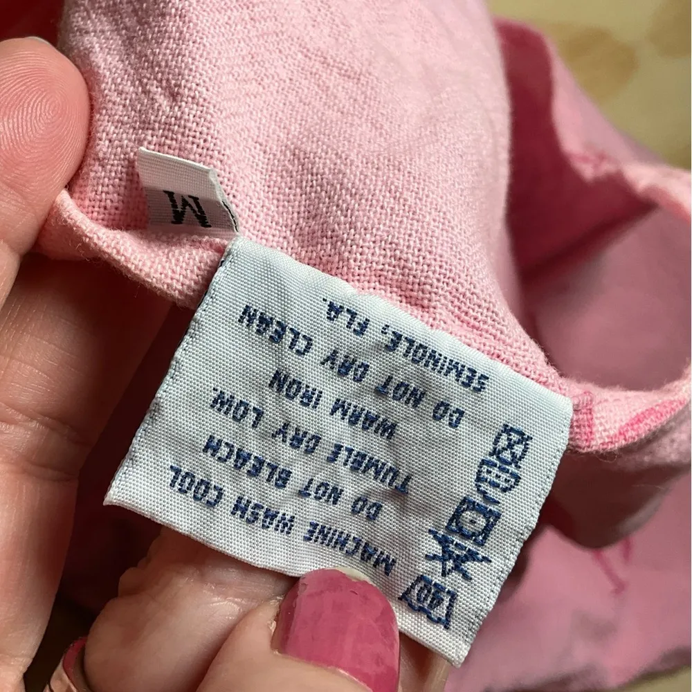 Vintage palm tree print cotton‎ tank top medium Pink - Image 4