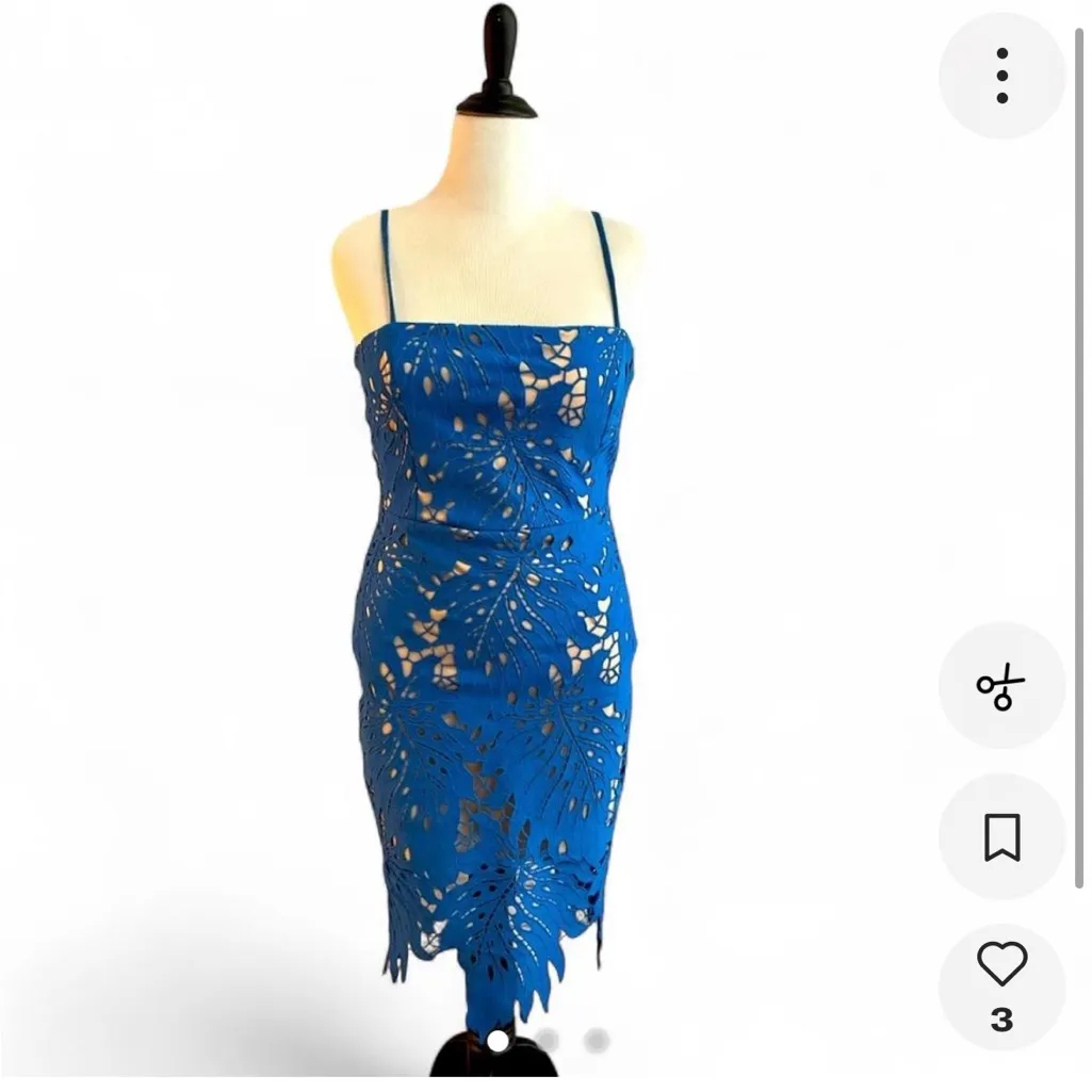 Lulu's Resplendent  Blue lace overlay bodycon midi dress XL - Image 2
