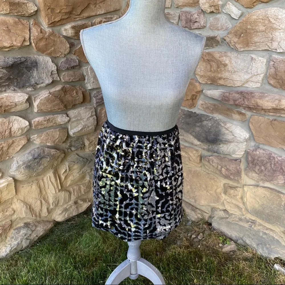 Parabola Sequin Mini Skirt Black - Image 4