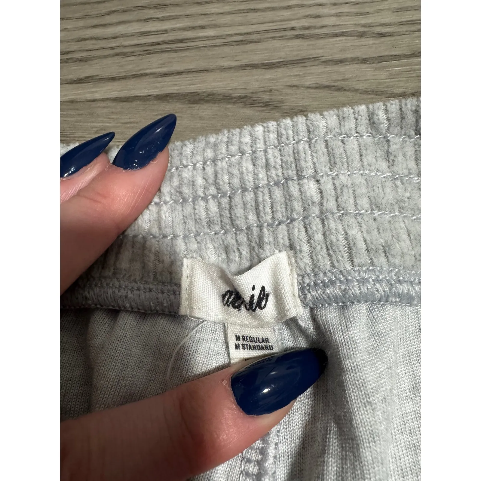 Aerie Gray Ribbed‎ Knit Flare Lounge Pants Medium Elastic Waist Casual Comfy Med - Image 3