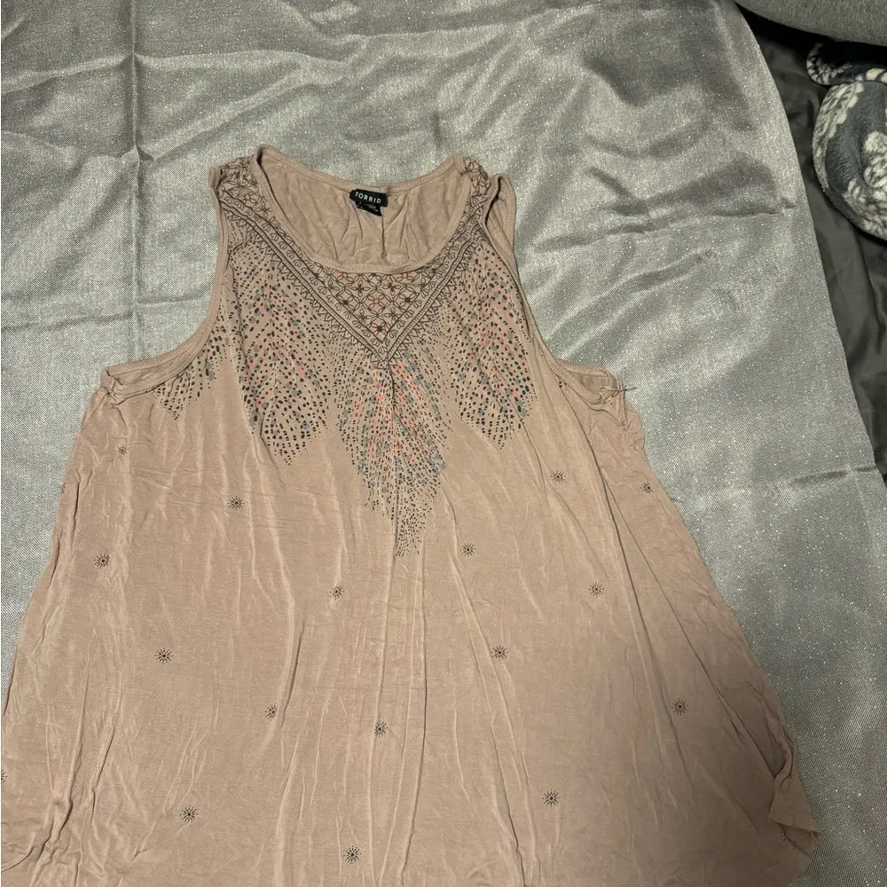 Embroidered Sleeveless Top - Taupe - Image 3