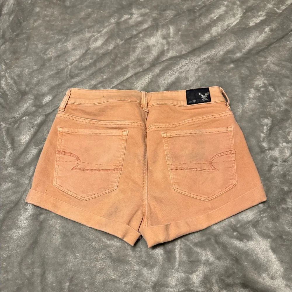 American Eagle Outfitters Peach Jean Shorts with Rolled Hem hi rise shortie - Image 2