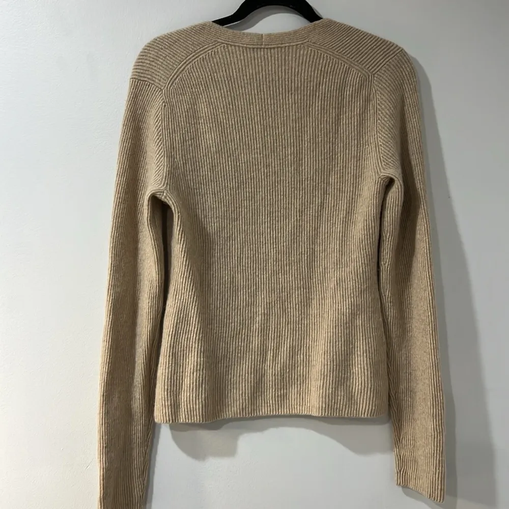 VINCE 100% Cashmere Ribbed Square Neck Smokey Quartz Sweater Size XLarge - Image 2