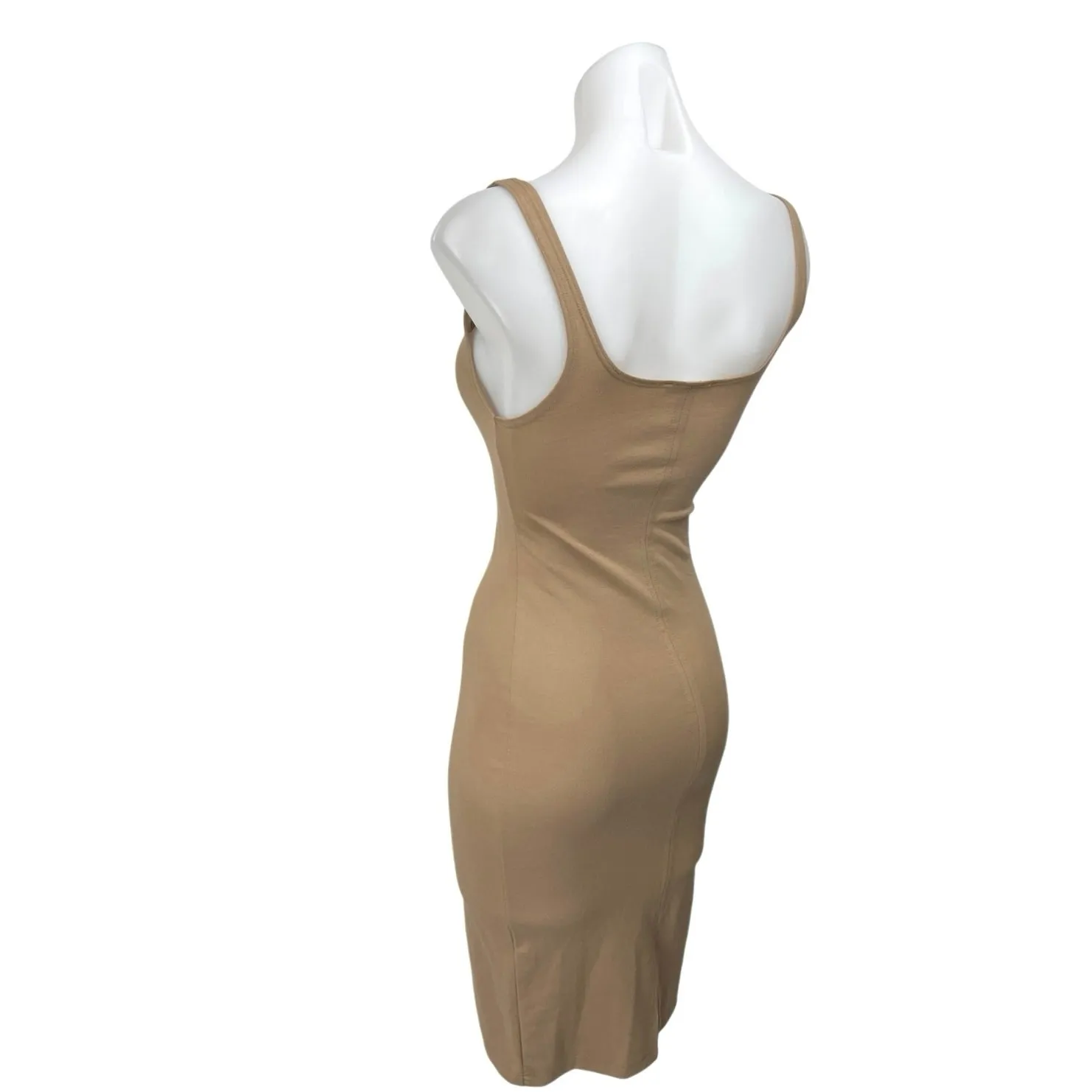 Zara Women's Tan Sleeveless Square Neck  Midi Tank Bodycon Sweater Dress Size S - Image 4