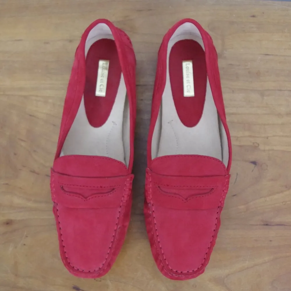 Louise et Cie Antiguah Red Suede Penny Loafer Driving Moc Style Flat 10 - Image 9